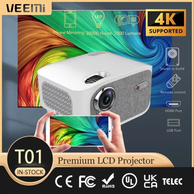 Projector 7000 Lumens 1080P LED WiFi Video Home Theater Cinema Projectors