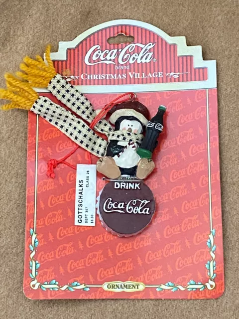 COCA-COLA VINTAGE PENGUIN- CHRISTMAS VILLAGE ORNAMENT- 1990's