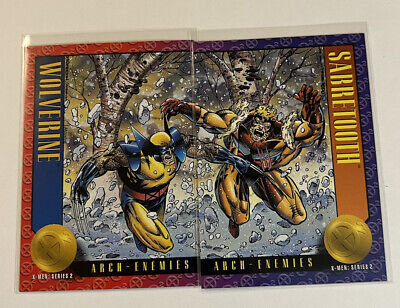 Marvel Overpower 1993 2 Card Connected Set Sabretooth/Wolverine #52-53 Series II