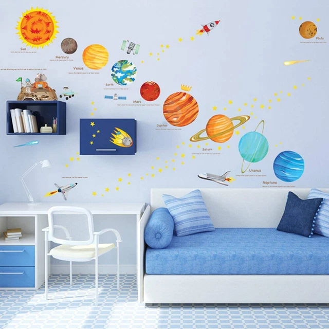 SOLAR SYSTEM WALL Stickers Space Bedroom Decor Kids Stars