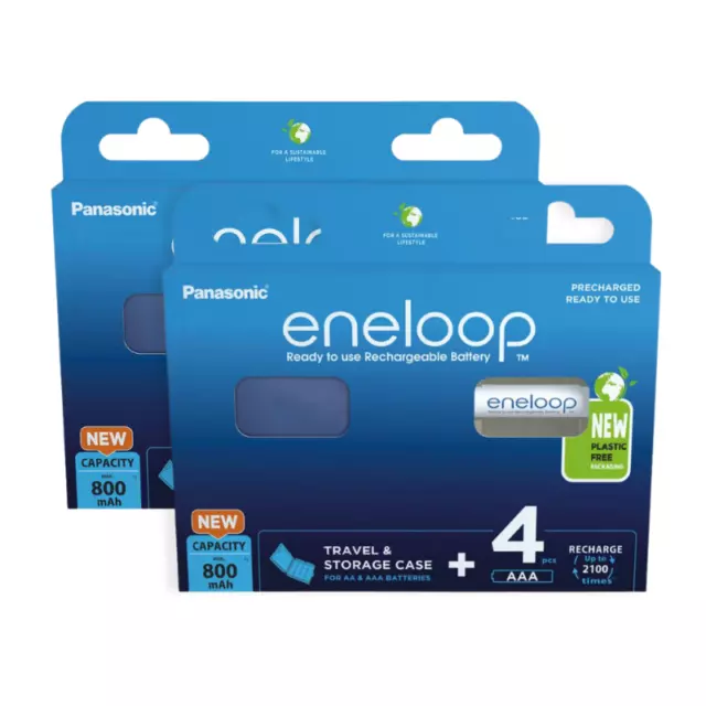 8x Panasonic eneloop AAA 800mAh Piles BK-4MCDEC4BE Rechargeable NI-MH + Boite