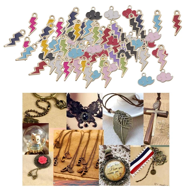 90 Pièces Alliage Émail Charmes Collier Pendentifs DIY Résultats de Bijoux