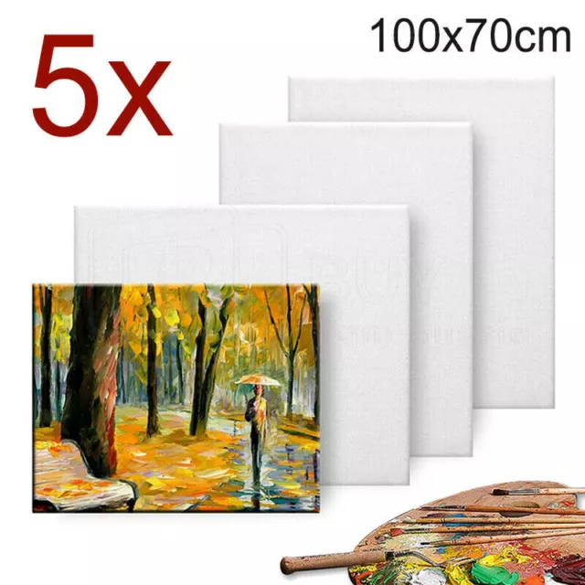 5x Artist Canvas Blank Stretched Canvases Art Large White Range Oil Acrylic Wood