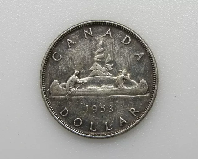 Pièce ARGENT CANADA. 1 Dollar 1953. 23gr. Silver Coin. ELISABETH II. TB. réf 235