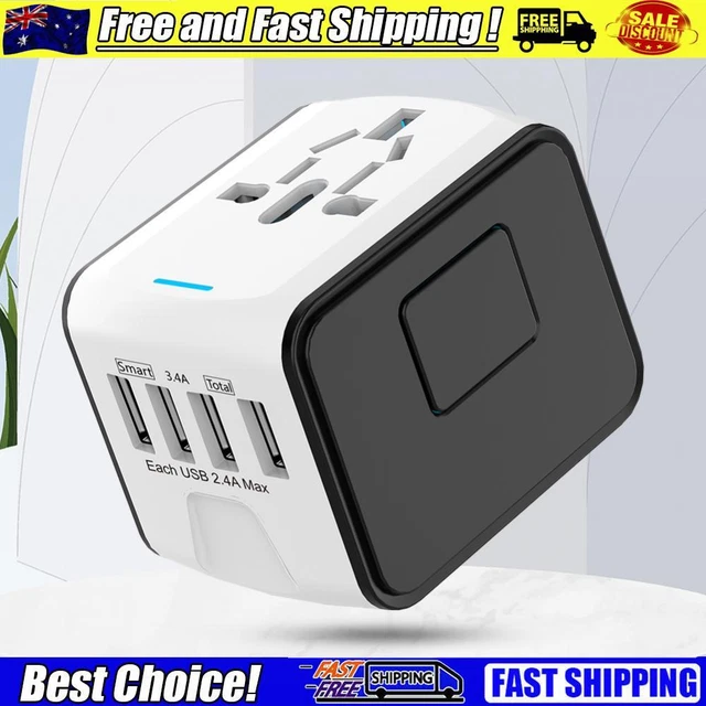 Outlet Adapter 4USB Power Adapter Charger AC Power Plug Adapter for AU UK EU US