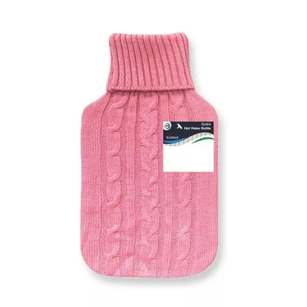 DiD© HOT WATER BOTTLE & COSY CABLE KNIT COVER - PINK FREE UK P&P WINTER WARMER!