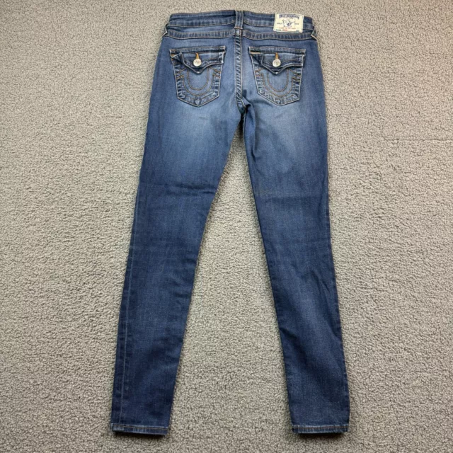 True Religion Jeans Womens 28X29 Blue Straight Legging Low Rise Flap Pockets