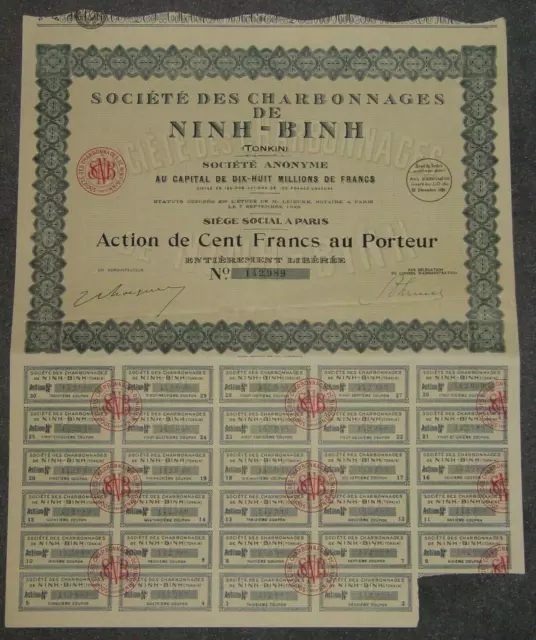 Societe des Charbonnages de Ninh-Binh 1926