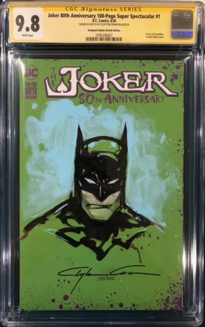 Clayton Crain ORIGINAL Sketch CGC 9.8 ss Signed Painted BATMAN JOKER CBCS art
