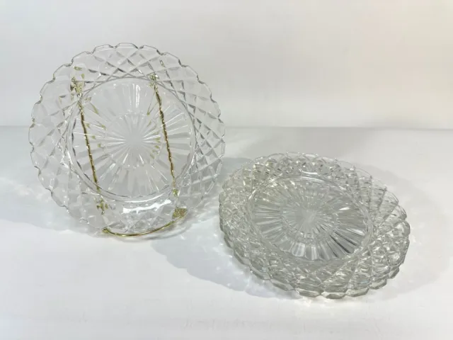 Anchor Hocking Depression Glass Waterford Waffle Crystal - 7” Plates - Set of 4