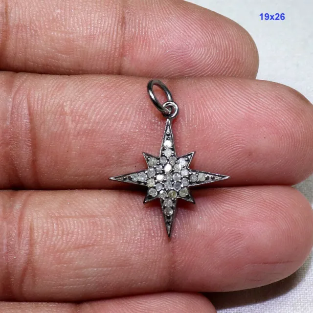 Natural Pave Diamond Star Design 925 Sterling Silver Fine Jewelry Pendant Gift
