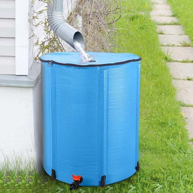 50 Gallon Portable Collapsible Rain Barrel Water Storage Tank Water Catcher Blue