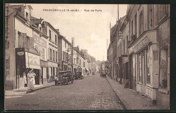 CPA Franconville, Rue de Paris, Blick in die Strasse