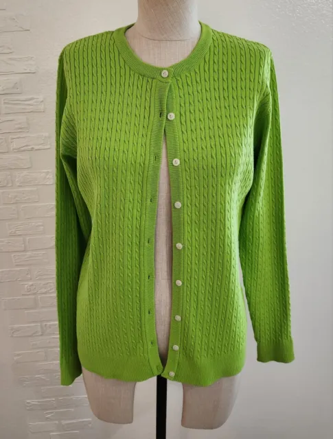 Lilly Pulitzer Sweater Womens Green Cardigan Crew Neck Size Medium