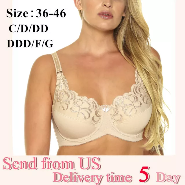 WOMEN BIG SIZE Non Padded Bra Sexy Lace Full Cup Underwire Thin