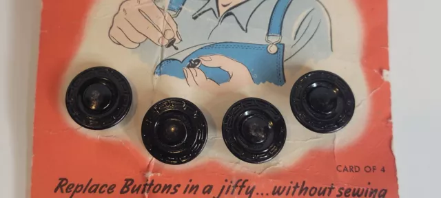 Vintage Tip Top Bachelor Buttons Four Black Glass on Original Card 3