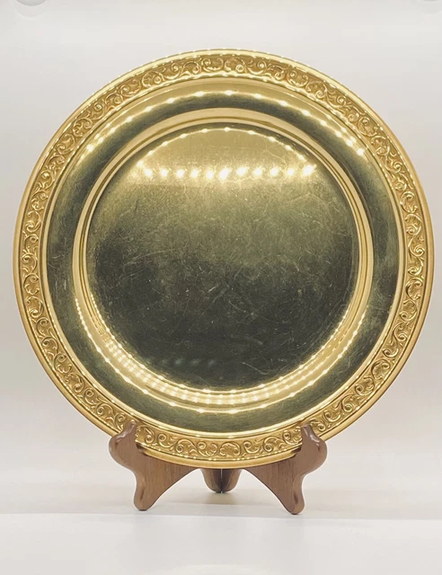 Esperanto Elegant Gold Plated 11" Victorian Edge Design Serving Tray