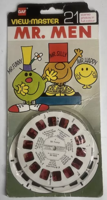 View Master Mr Men 3 Reel Set With Original Card - Rare Vintage