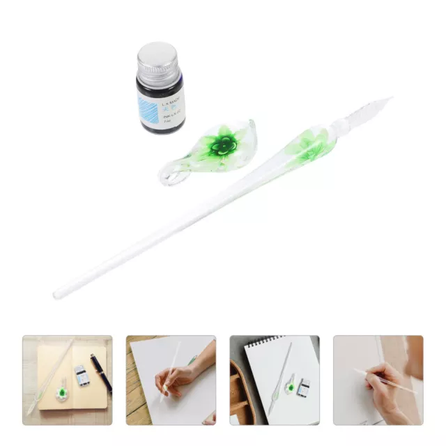 1 Set Novelty Dip Pen Multi-function Glass Dip Pen Glass Dipping Pen Glass Ink