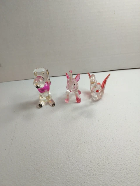 3 Crystalite Pets Knick Knacks Vintage Dog Swan Elephant ¿