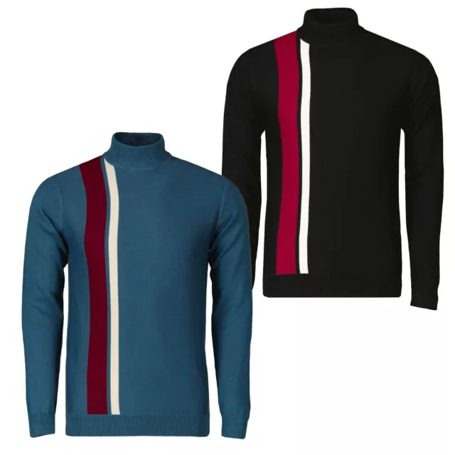 NEW MADCAP MOD 60s RACING STRIPE TURTLENECK Mock Turtle JUMPER Westwood MC1010