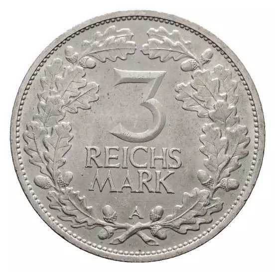 Linnartz WEIMAR 3 Reichsmark 1925 A Rheinlande fast stempelglanz