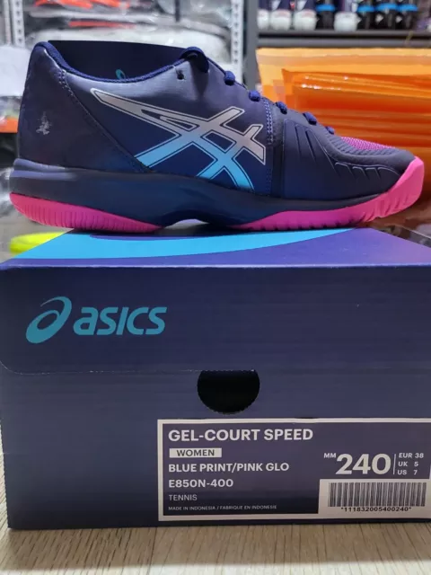 ASICS Gel-Court Speed Women's Tennis Shoes Blue Pink US7/240 NWT E850N-400
