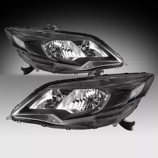 For 14-15 Honda Civic Coupe 2Dr Halogen OE Style Black Clear Headlights Pair