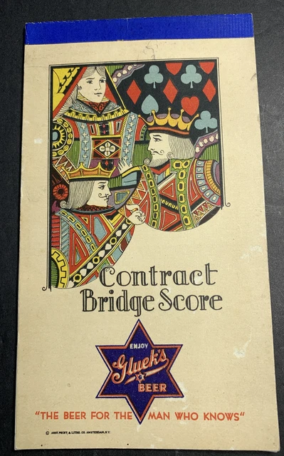 Gluek’s Beer Bridge Score Sheets Booklet  Playing Cards Interest Minnesota