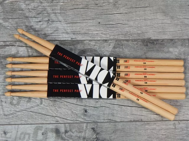 6 Paar Vic Firth 5B American Classic USA Hickory Drumsticks  VALUE PACK