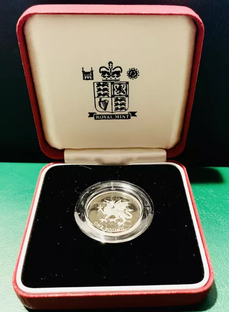 2000 Royal Mint Piedfort £1 One Pound Welsh Dragon Silver Proof Coin with COA