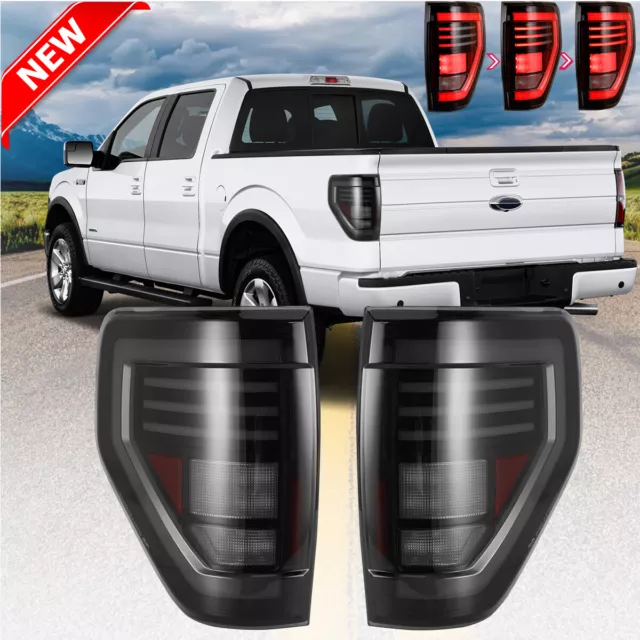 Upgrade Smoke Lens LED Sequential Tail Lights Brake Lamp For 2009-2014 Ford F150