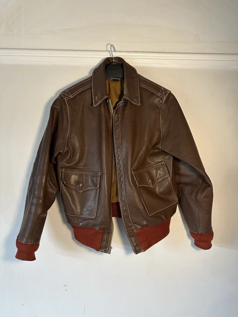 EASTMAN Leather A2 Jacket Colour Seal Brown Size 36
