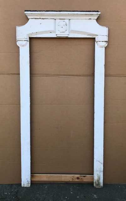 Antique VTG Shabby Greek Revival Pediment 44x86 Top Window Surround Old 288-23B