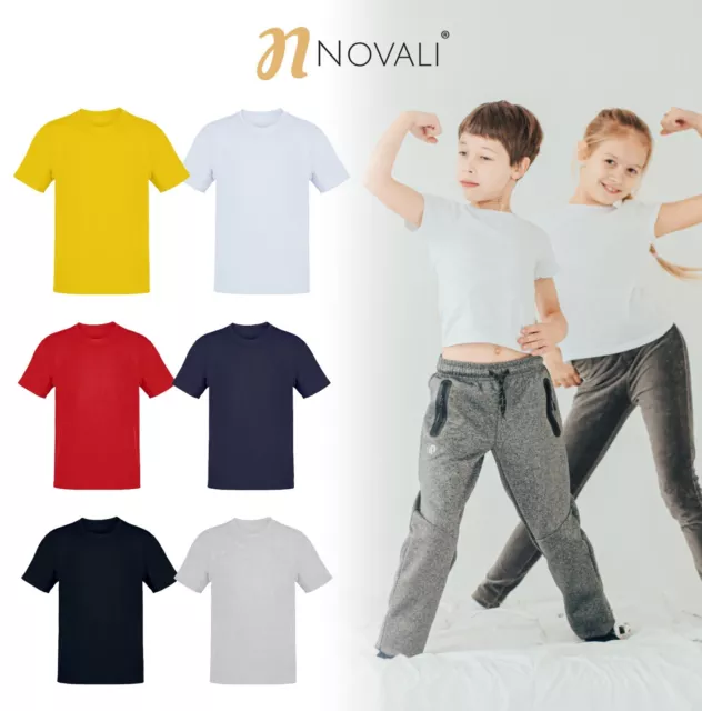 Kids Boys Girls T Shirts Cotton Plain Short Sleeve Tee School Sports PE Tops Lot