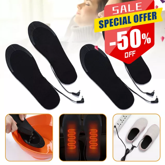 USB Elektrisch Beheizt Schuhe Einlegesohlen Socke Fuß Heizung Fuß Pad Winter DE