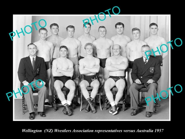 Old Large Historic Photo Of The 1957 Wellington Wrestling Team New Zealand