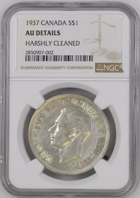 :1937 S$1 Silver Dollar George-Vi Canada Km# 37 Ngc Au-Details Highest-Grades