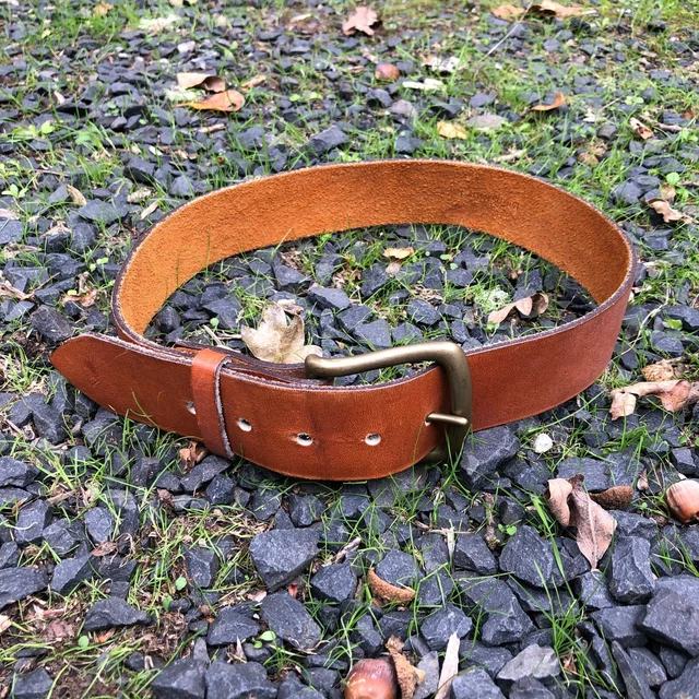 Vintage 1970's Polo Ralph Lauren Tan Leather Belt w/ Brass Buckle