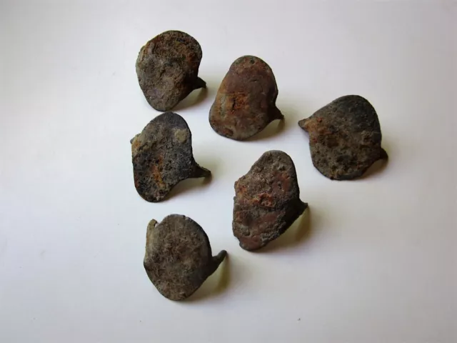 ancient lot of 6 Viking iron MILITARY Shield peripheral ornaments IX - XI A.D. 2