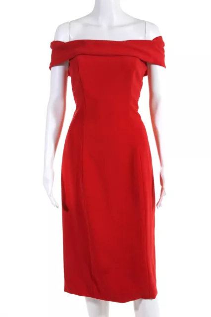 Theia Womens Poppy Off Shoulder Sleeveless Sheath Dress Red Size 6 10477501