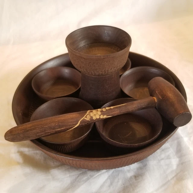 Vintage Japanese Nutcracker Bowl And Hammer Set