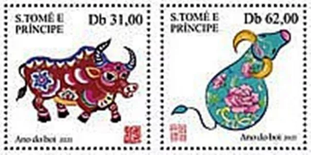 St Thomas - 2020 Chinesisch Year Of The Ox - 2 Briefmarke Set - ST200618a