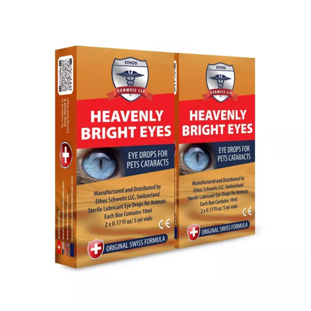 Ethos Heavenly Bright Eyes Eye Drops for Dogs Pets with Cataracts  2 Boxes 20ml