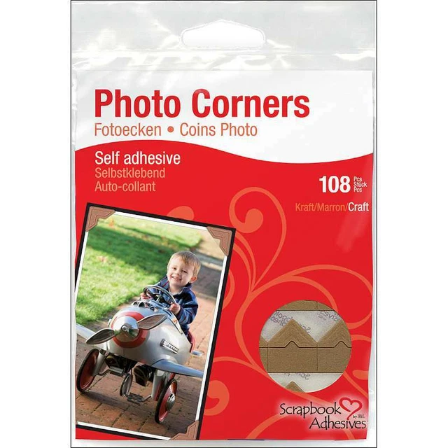 Esquinas fotográficas autoadhesivas de papel clásico 0,5 pulgadas 108/paquete-Kraft 093616016305
