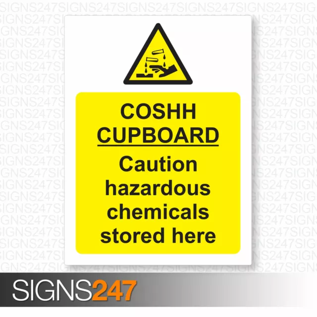 COSHH CUPBOARD SIGN - COSHH SIGN - Self Adhesive Vinyl - 150mm x 200mm