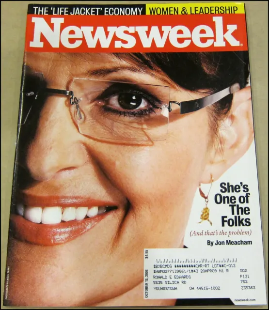 10/13/2008 Newsweek Magazine Sarah Palin Women & Leadership Joe Biden