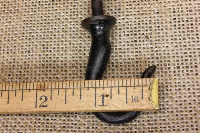 old Plant hook oil lamp fish serpent small 1 7/8" rustic cast iron vintage paint 5
