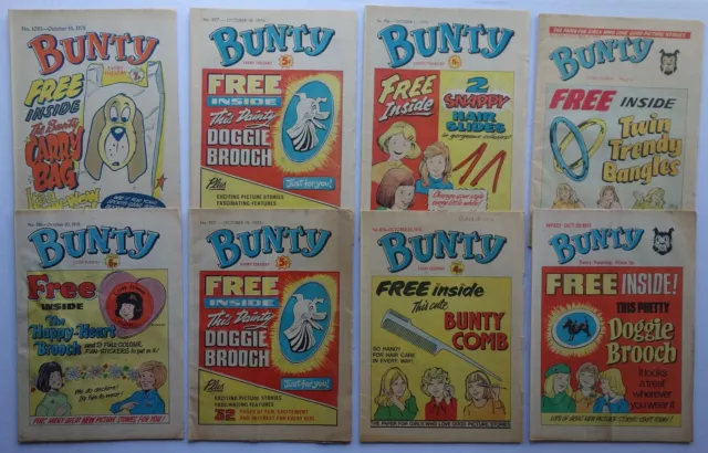 Bunty comic #823,824,876,926,927, 981,1083 (1973-78) Free gift issues FR-VG/FN