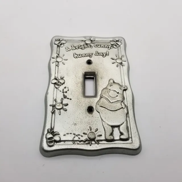 Disney Winnie the Pooh Light Switch Plate Silver Metal Rare Hardware Vintage